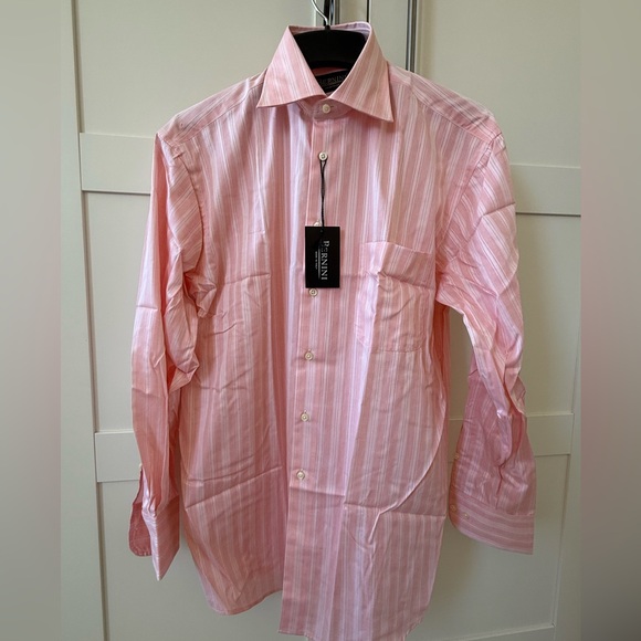 BERNINI Italy, Men's Pink Striped Shirt - Picture 2 of 10
